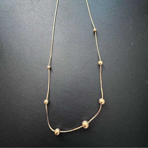 Gold Plated Necklace with Gold Bead Detail Clasp - Picture 3 of 6